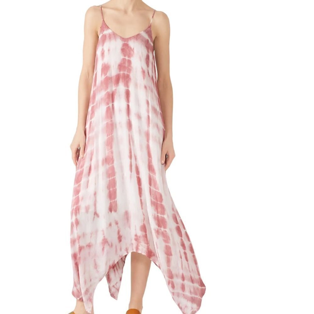 Fifteen Twenty Women's Size Medium Tie Dye Handkerchief Hem Dress Pink White